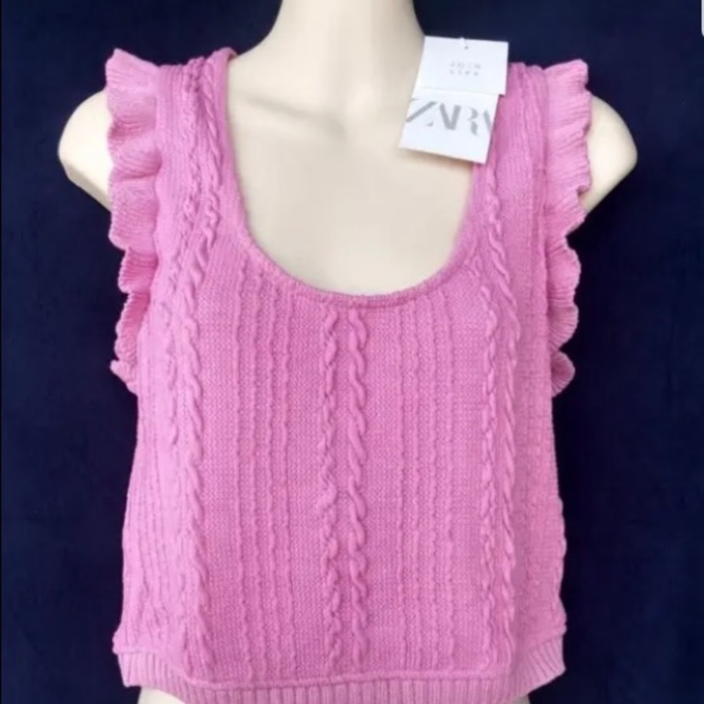 Zara pink cropped sweater size large, never worn, NWT